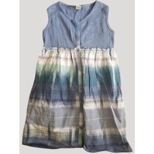 SWEET IVY Blue Ribbed and Plaid Sleeveless Dress Girls Size 4